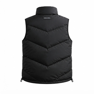 Veste sans manches noire matelassée pour homme, col montant, fermeture éclair, hiver, streetwear, vêtements personnalisés, marque privée, OEM - Product Image 2