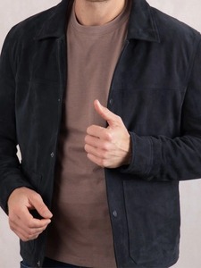 เสื้อแจ็คเก็ตผู้ชาย Seaton สีน้ำเงิน ทำจากหนังกลับ สไตล์สตรีทแวร์ เป็นมิตรต่อสิ่งแวดล้อม และกันลม - Product Image 1