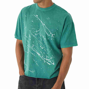 Camiseta Casual de Manga Corta para Hombre, Cuello Redondo, Color Verde Sólido, Corte Regular, 100% Algodón Jersey, Tejido Liso Teñido - Product Image 1