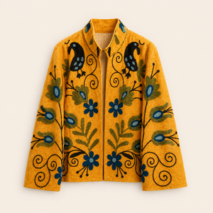 Women's Reversible Suzani Velvet Winter Jacket Handmade Floral Embroidered Boho Ethnic Luxury Warm Designer Outerwear <b>Coat</b> Wear - Product Image 1