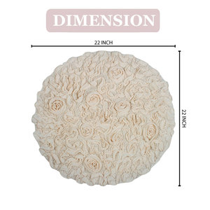 Alfombra Decorativa Redonda de Algodón con Rosetones Florales, de Primera Calidad, Venta al Por Mayor, Alfombra de Baño de 22 Pulgadas, Color Marfil - Product Image 5