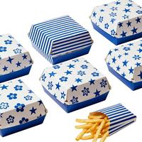 Meilleures ventes - Emballage pour frites et hamburgers en papier sulfurisé bleu à pois personnalisé - Boîte à clapet
