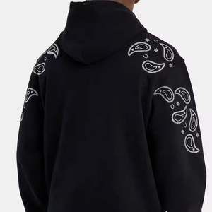 Sweat-shirt à capuche pour homme personnalisé OEM avec strass en cristal, en mélange de coton, impression numérique automne, streetwear - Product Image 5