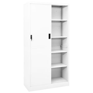 Armoire de bureau en acier blanc avec compartiments coulissants 35,4x15,7x70,9 pouces, armoires à dossiers - Product Image 2