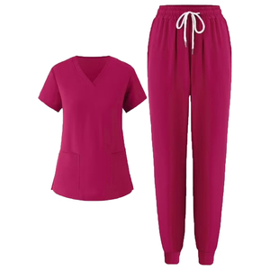 Women V Neck <b>Scrub</b> Top High Quality Polyester/Cotton Medical <b>Scrub</b> Set Customizable New Design Women's <b>Uniform</b> Sets Hospital Use - Product Image 3