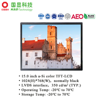 K&D 15,0 Zoll 1024x768 XGA LCD-Panel 350 cd/m² 1000:1 Hochzuverlässiges LCD-Display AG Blendfreies Anzeigemodul für Industrie