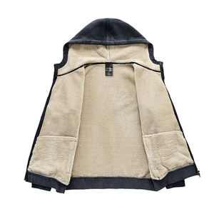 Sudadera con capucha gruesa de lana negra para otoño/invierno, talla grande para hombre, con cremallera, suave, deportiva, para exteriores, de alta calidad - Product Image 5