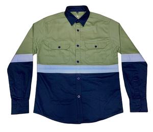 Chemise de travail d'été à manches longues en popeline de sergé 100% coton pour hommes vêtements de tous les jours décontractés les plus vendus - Product Image 1