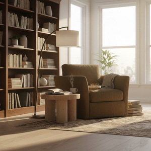 Table basse contemporaine en bois de Suar brut aux formes organiques, base cylindrique robuste, qualité export, pour salon et balcon - Product Image 6