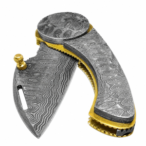Burraq DIY OEM Custom Handmade Damascus Steel Pocket Knife Beautiful Handle Leather Sheath 8-inch <b>Clip</b> Point Blade for Outdoor - Product Image 4