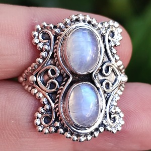 Blue Fire Rainbow Moonstone <b>Ring</b> 925 Sterling <b>Silver</b> Handmade <b>Statement</b> Promise <b>Ring</b> for Women Boho Oval June Birthstone Jewelry - Product Image 6