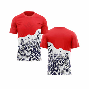 Maillot de football bleu géométrique pour homme, sublimé, manches courtes, anti-humidité, séchage rapide, coupe athlétique, uniforme de football personnalisé pour équipe - Product Image 2