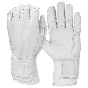 High Quality Baseball Batting Gloves <b>White</b> Leather Breathable Soft Grip Adjustable Wrist Sports Practice OEM Bulk Manufacturer - Product Image 1