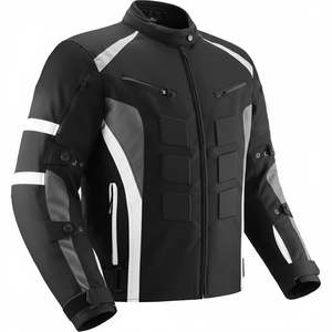 แจ็คเก็ตหนังสำหรับขี่มอเตอร์ไซค์คุณภาพพรีเมียม ดีไซน์ล่าสุด พิมพ์ลาย ป้องกันเต็มรูปแบบ ผลิตจากผ้าคอร์ดูร่า กันน้ำ ปรับแต่งได้สำหรับทุกเพศ - Product Image 4