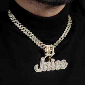 Mens 925 Silver Custom <b>Name</b> Pendant With Moissanite Diamond Cuban Link Statement Jewellery - Product Image 1