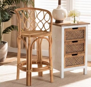Ecowoodies Modern Luxury Handcrafted Bamboo French Bistro Bar <b>Chair</b>-Eco-friendly Steel Base Fixed Armrest <b>Stackable</b> Living Room - Product Image 1
