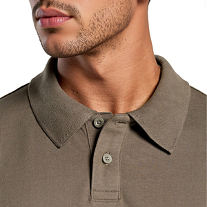 Polo à manches longues pour homme, couleur unie, tricot en coton, design décontracté et respirant, noir, olive, gris - Product Image 4