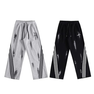 Customized Straight Corduroy Eco-Friendly Breathable Vintage Tape Side Wide Leg Sporty Pants Unisex Oversized Sweatpants 100% - Product Image 1