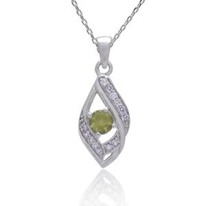 Colgante de Plata de Ley 925 con Peridoto Hecho a Mano, Colgante de Piedra de Nacimiento de Agosto, Joyería con Piedras Preciosas, Regalo Elegante - Product Image 3