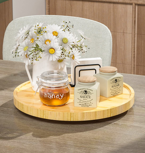 Plateau tournant en bois de qualité supérieure, couleur bois naturel, pour servir le fromage et les biscuits - Product Image 4