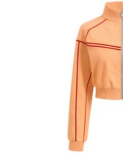 Chaqueta deportiva corta para mujer Peach, con cremallera, para gimnasio, fitness, ropa deportiva, con ribetes rojos en contraste, chaqueta de entrenamiento, fabricante. - Product Image 3