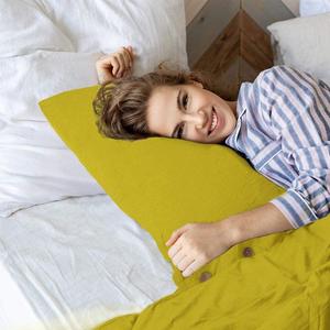 Parure de lit en lin jaune moutarde avec 2 taies d'oreiller, style bohème, pour la décoration de chambre, hôtel, maison, option de taille personnalisée - Product Image 2