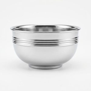 Tazón de Cereales Hecho a Mano de Acero Inoxidable SS304 de 15 cm con Borde Acanalado Pulido Espejo, Tipo Rekha, para Sopa, Decoración del Hogar, Hoteles y Bodas - Product Image 1