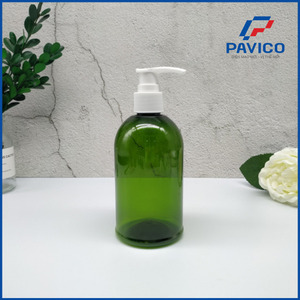 Bouteilles en plastique PET blanches et vertes de 300 ml avec pompe pour lotion cosmétique, impression par transfert thermique, ambre vert - Product Image 3