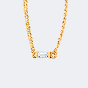 สร้อยคอจี้ทรงบาแกตต์แนวนอนประดับเพชร 0.10 กะรัต - Product Image 1