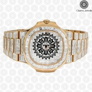 Reloj de Lujo Charm Jewells de Acero Inoxidable, Esfera de 40 mm, Correa de 20 mm, Movimiento Mecánico Analógico, Caja con Botón de Presión, Cierre Oculto, Unisex - Product Image 5