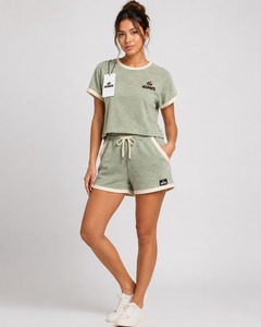 Women Summer <b>Sets</b> Breathable Matching Outfit Soft Fabric <b>Short</b> Sleeve <b>Top</b> <b>and</b> Comfortable <b>Shorts</b> for Summer Casual Daily Style - Product Image 2