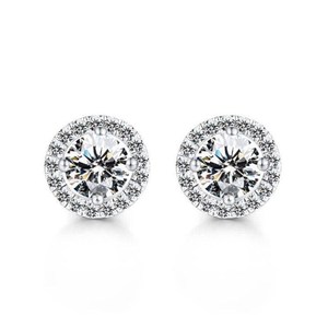 Classic Moissanite 7MM Round Cut Diamond Floral <b>Earrings</b> For Women's 925 Sterling Silver Wedding Promise Gift For Girlfriends - Product Image 5