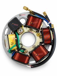 Conjunto de placa de bobina de estator tipo terminal LML Vespa NV, calidad de exportación para piezas de repuesto de motocicletas en India, Orado - Product Image 1
