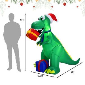 6 Feet Christmas Inflatable Dinosaur Outdoor Holiday Yard Decorations Festive Christmas Decoration - Product Image 2