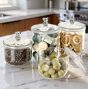Set Of 4 Glass <b>Containers</b> With Teddy Bear Design Lid Cute <b>Kitchen</b> <b>Storage</b> Jar For Keeps Food Fresh And Protected From Moisture - Product Image 6