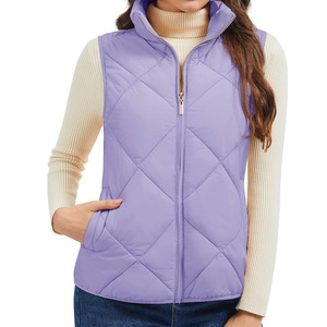 Gilet d'hiver sans manches matelassé pour femme, personnalisé OEM, en gros, avec fermeture éclair, 100 % polyester rembourré - Product Image 3