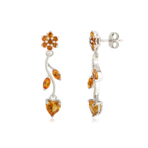 ต่างหูเงินแท้ S925 ประดับพลอยซิทรินแท้ ดีไซน์ลายดอกไม้รูปหัวใจ ต่างหูห้อยระย้า เครื่องประดับคุณภาพสูง - Product Image 3