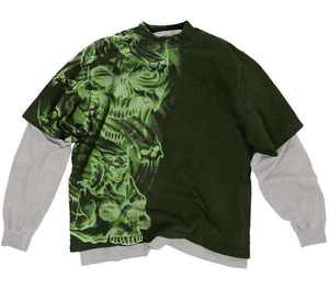 Camiseta Urbana de Algodón Grueso con Estampado Gráfico Vintage para Hombre, Lavado Ácido, Oversize, Doble Capa, Estampado Personalizado 3D - Product Image 1
