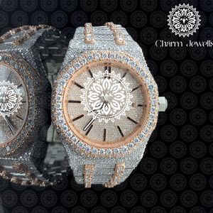 Charm Jewells Montre de luxe en acier inoxydable, boîtier rond de 42 mm, cristal saphir, mouvement à quartz analogique, lumineux, unisexe - Product Image 6