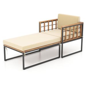 Chaise longue d'extérieur en bois d'acacia pour jardin, cour, bord de piscine, terrasse ou balcon - Product Image 1