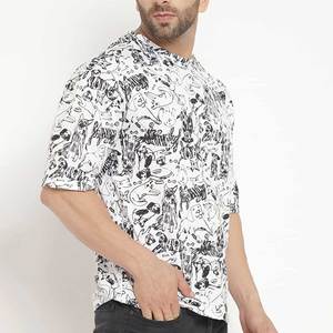 เสื้อยืดผู้ชายแฟชั่นลำลอง ผ้าเนื้อนุ่ม ทรงโอเวอร์ไซส์ ดีไซน์ใหม่ทันสมัย น้ำหนักเบา ไหล่ตก - Product Image 4