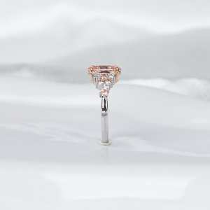 Anillo de Moissanita con Diamantes en Racimo de Corte Ovalado Rosa Intenso para Mujer, Plata 925 Original, un Regalo Único y Encantador para Joyería Nupcial - Product Image 4