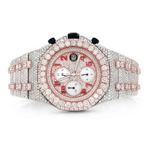 Montre de style urbain à haute brillance, sertie de diamants en moissanite, mouvement à quartz, bracelet en acier inoxydable, édition limitée, cadran en verre - Product Image 3