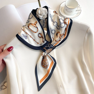 Fashionable Small <b>Silk</b> Scarf for Women Spring Summer Autumn Cross Decorative Hairband Bag Tying Trendy Necktie - Product Image 2