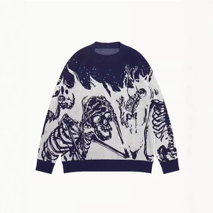 Pull tricoté vintage personnalisé pour homme 2025 – Coton respirant, motifs crânes/personnalisés, épaules tombantes – Collection Printemps OEM - Product Image 2