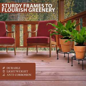 Ensemble de supports à plantes classiques en métal, 4 pièces, ronds, galvanisés, porte-pots de fleurs, étagère d'angle antirouille pour jardin, pour les acheteurs mondiaux - Product Image 3