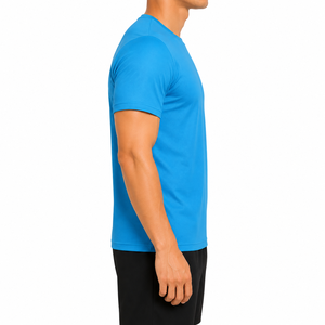 100% Cotton Men's Blue Short Sleeve O-<b>Neck</b> Knitted Quick Dry Solid Color Casual <b>T</b>-<b>Shirt</b> Slim Fit <b>High</b> Quality Men <b>T</b> <b>Shirt</b> - Product Image 2