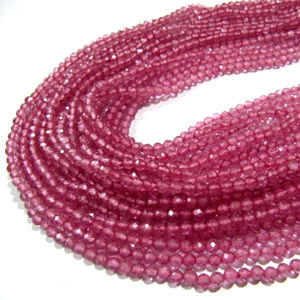 Perles de topaze naturelle facettées rondes 2,5-4 mm, couleur rose, brin de 13 pouces - Product Image 3