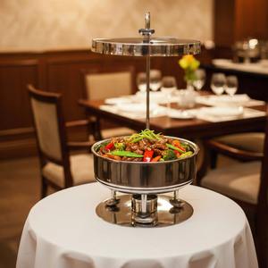 Recipiente para Calentar Comida de Acero Inoxidable Plateado de Primera Calidad, Antiadherente, Duradero, con Soporte Decorativo, Calentador de Comida de Lujo para Buffet, Bodas y Catering - Product Image 6