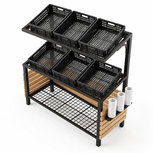 NEWTEK Estante Metálico de 5 Niveles para Exhibición de Frutas, Resistente, con Cestas, Rejilla, Porta Bolsas, Independiente, con Recubrimiento de Polvo Epoxi - Product Image 3